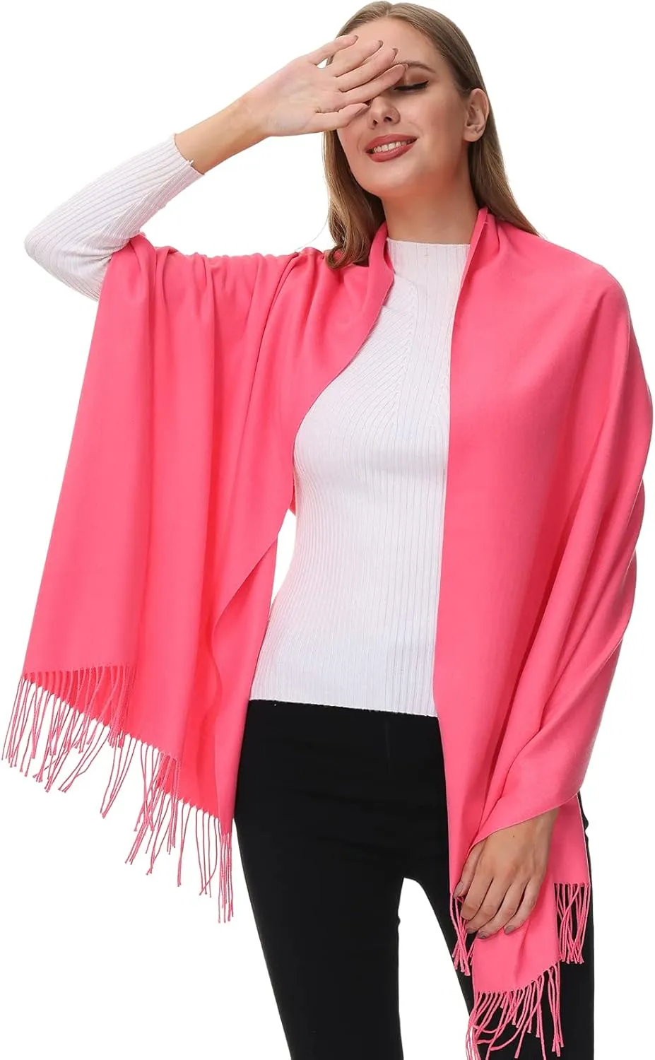 OHAYOMI Womens Pashmina Shawl Wrap Soft Warm Scarf Solid Color Pashmina