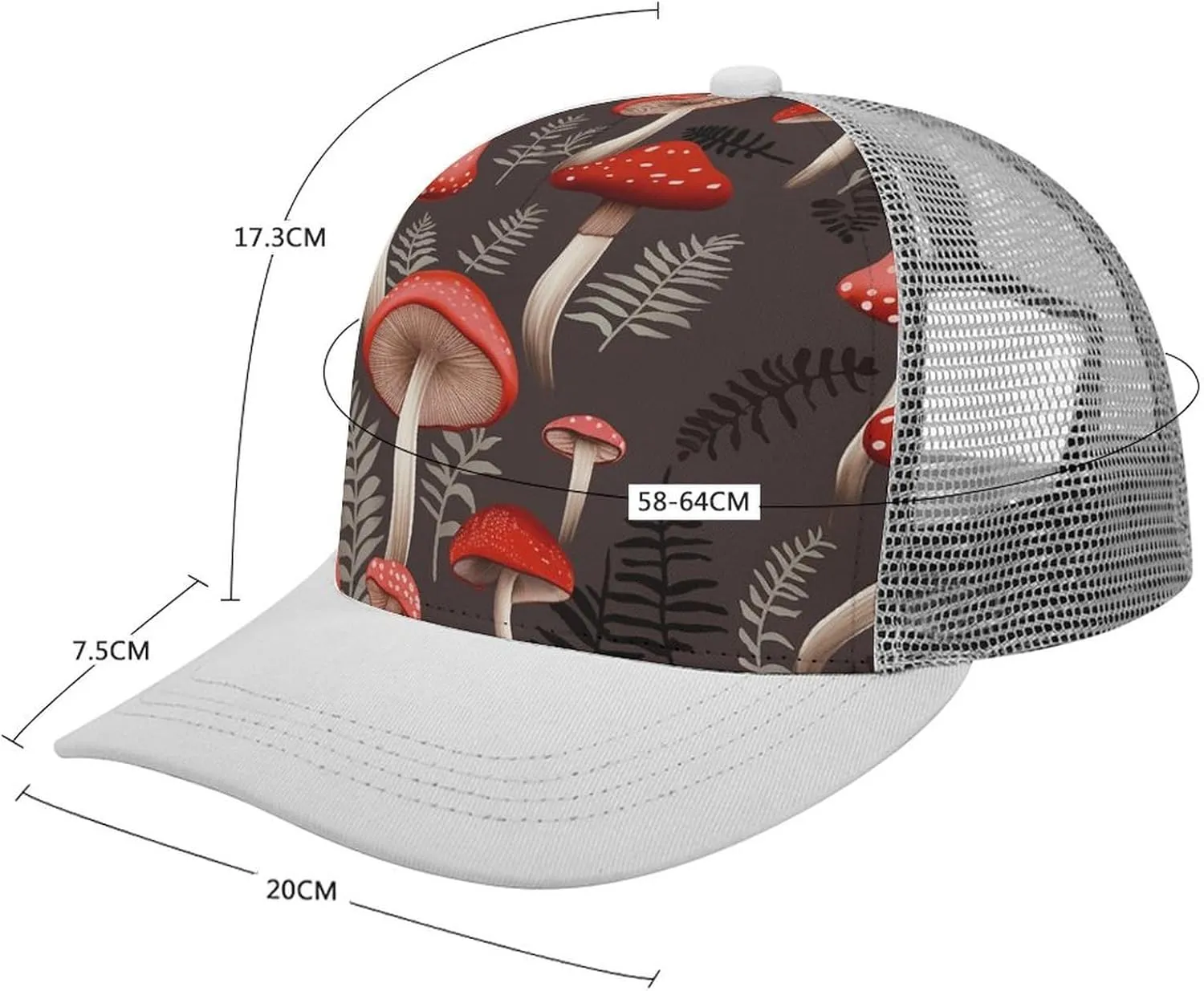 Red Mushrooms Adult Baseball Cap Hollow Baseball Hat Sun Visor Hat Adjustable Golf Hat for Men Women