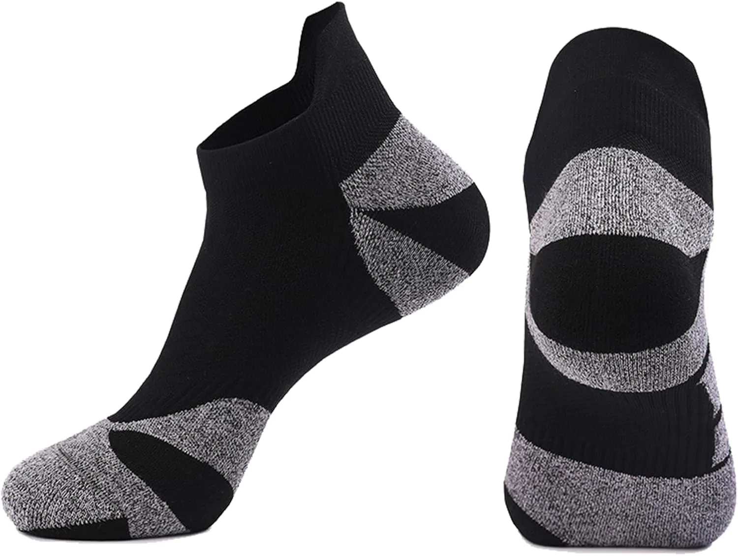 Running Socks - Anti-Slip Cushioned, Y-Heel & Seamless Toe, Coolmax/Lycra for Gym, Sports, Basketball (1-Pair)
