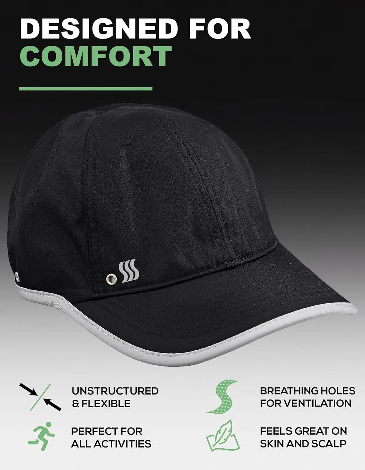 SAAKA Featherlight Sports Hat. Lightweight, Quick Drying. Running, Tennis & Golf Cap for Women & Girls