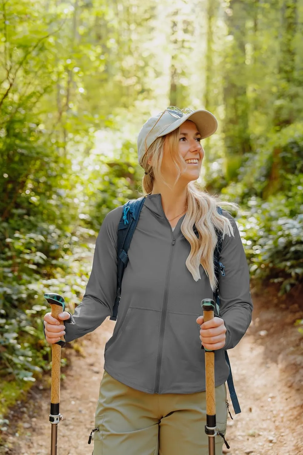 SANTINY Women's UPF 50  UV Jacket Sun Protection Zip up Hoodie Lightweight Summer SPF Long Sleeve Shirts for Hiking Running