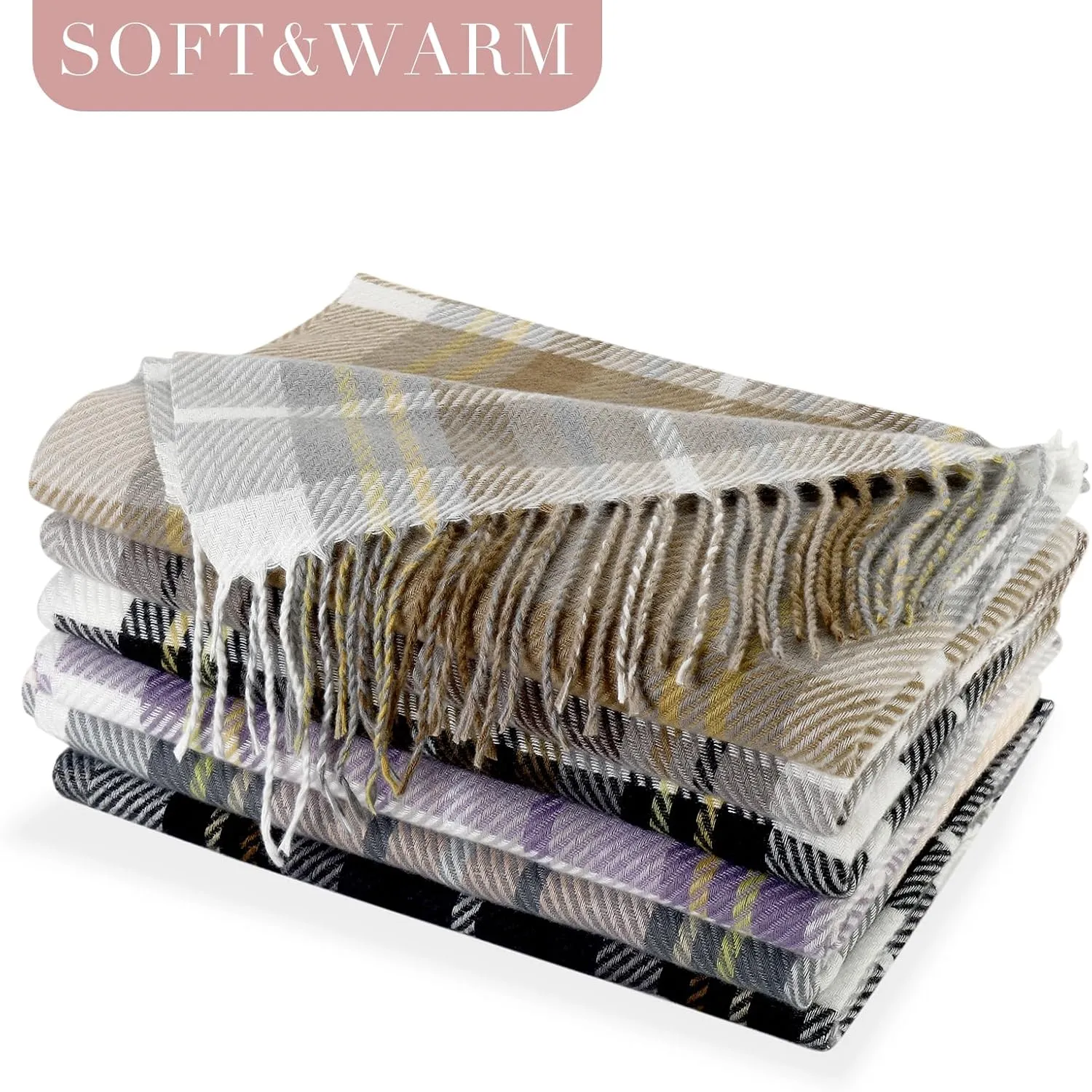 Scarf for Women Shawl Cashmere Feel Plaid Scarves Pashmina Wraps Winter Scarf for Evening Wedding Bridesmaid Gifts