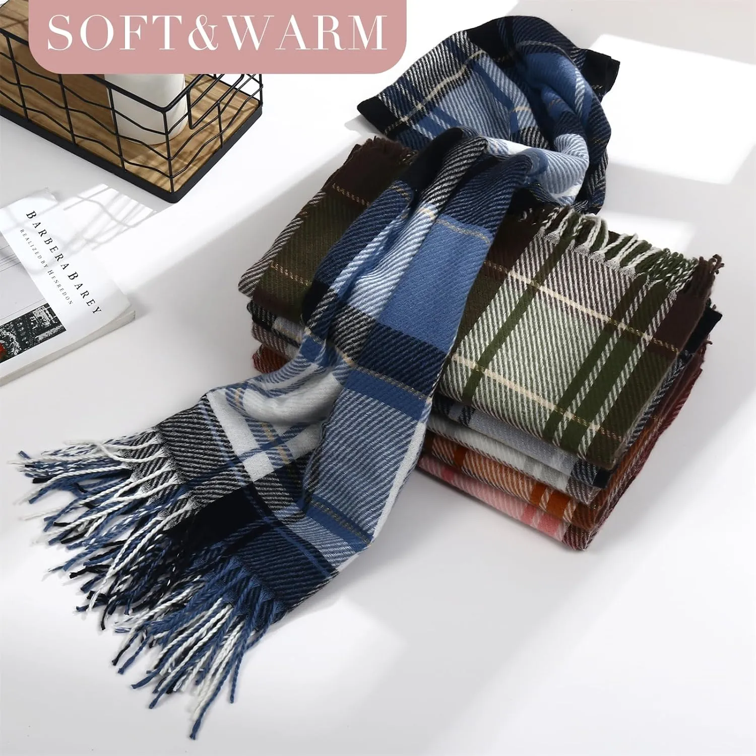 Scarf for Women Shawl Cashmere Feel Plaid Scarves Pashmina Wraps Winter Scarf for Evening Wedding Bridesmaid Gifts