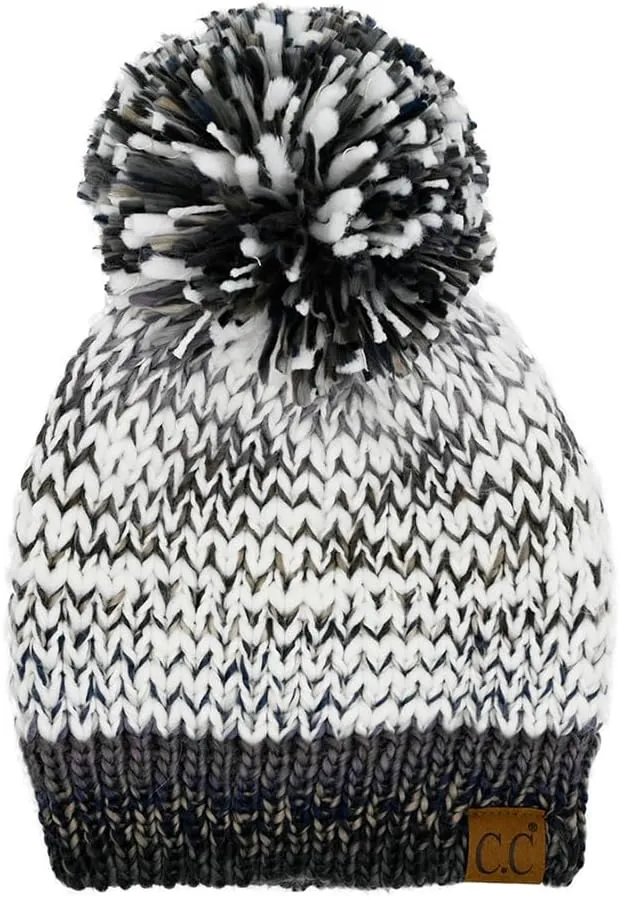 ScarvesMe Women's Winter Soft Knit Aztec Pattern Beanie with Faux Fur Pom
