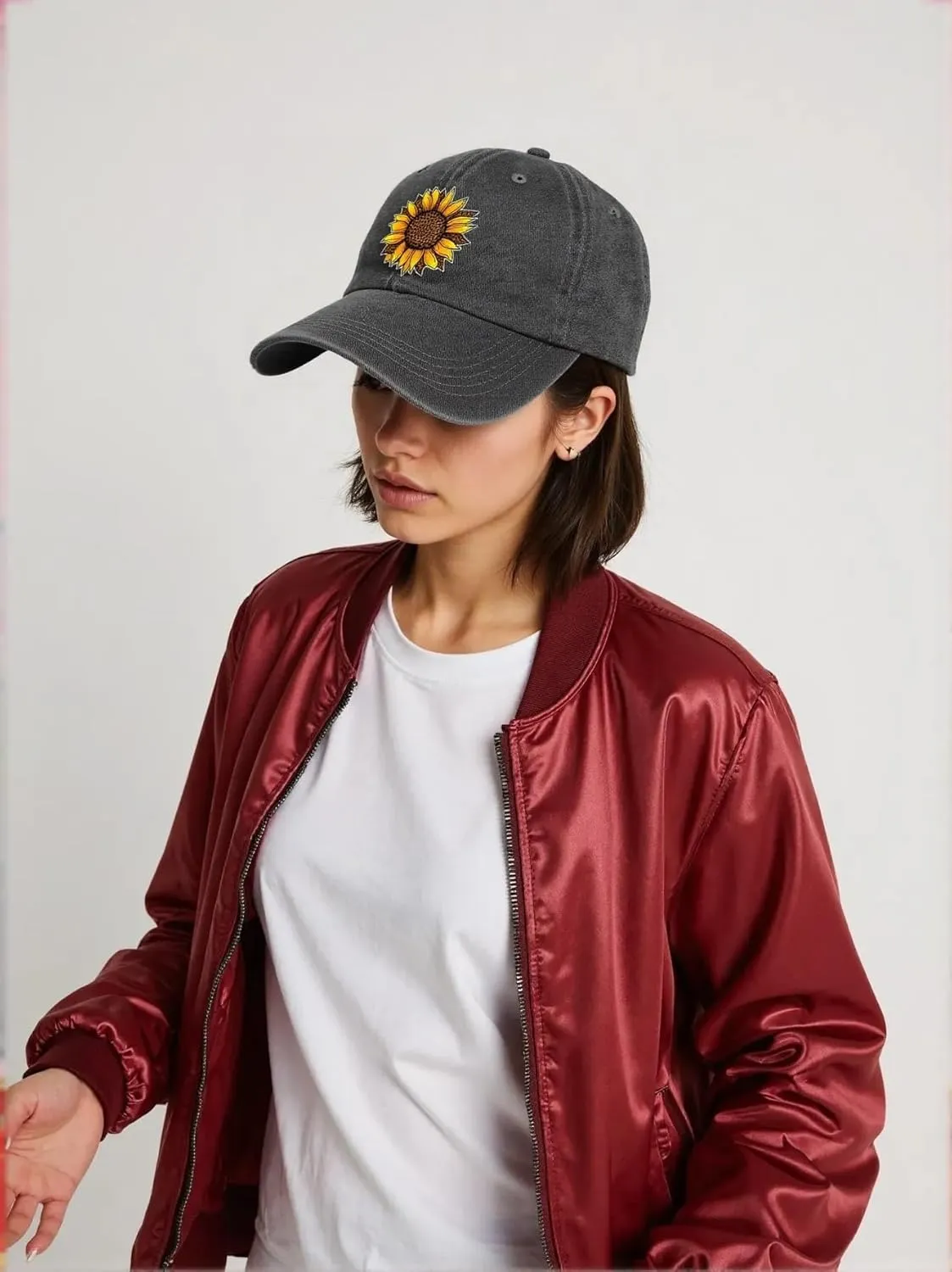 Sunflower Baseball Caps for Women Adjustable Washed Trucker Hat