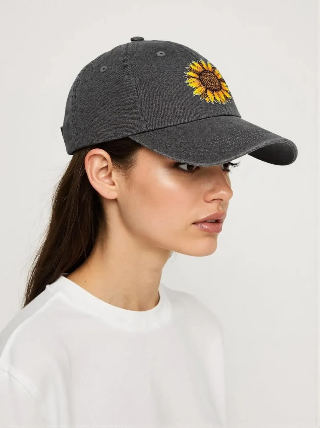 Sunflower Baseball Caps for Women Adjustable Washed Trucker Hat