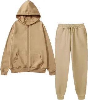Sweatsuit for Women 2 Piece Outfits Fleece Sweatshirt Sets Zip Up Hoodie Jogger Pants Spring Fall Lounge Matching Set
