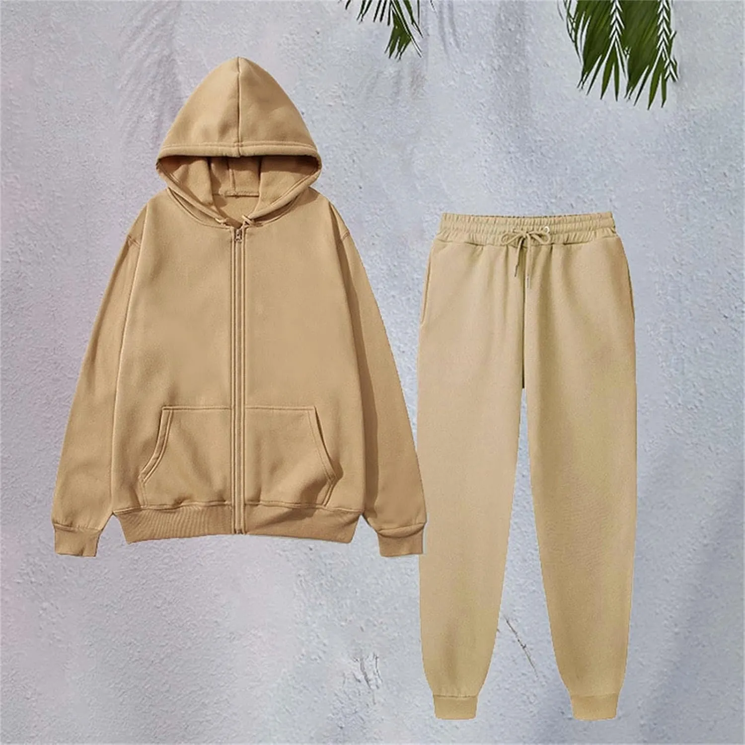 Sweatsuit for Women 2 Piece Outfits Fleece Sweatshirt Sets Zip Up Hoodie Jogger Pants Spring Fall Lounge Matching Set