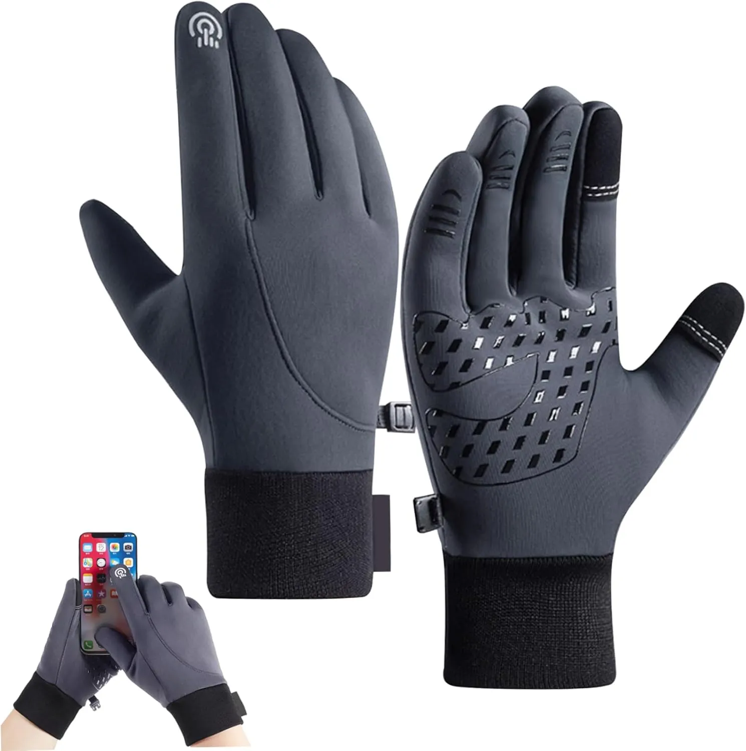 Thermal Gloves Non-Slip Winter Gloves Windproof and Waterproof Screen Touch Gloves Hand Warmers Gloves Thermal Gloves Men Cycling Gloves Ski Gloves for Running Cycling Driving Hiking