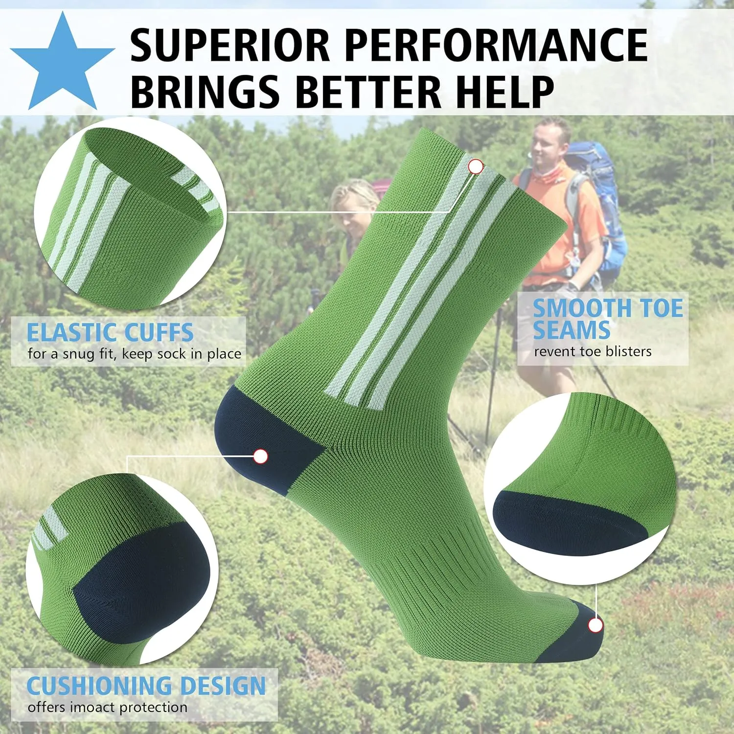 Waterproof Socks Unisex Cushioned Breathable Outdoor Sports Hiking Skiing Kayaking Crew/Ankle Socks