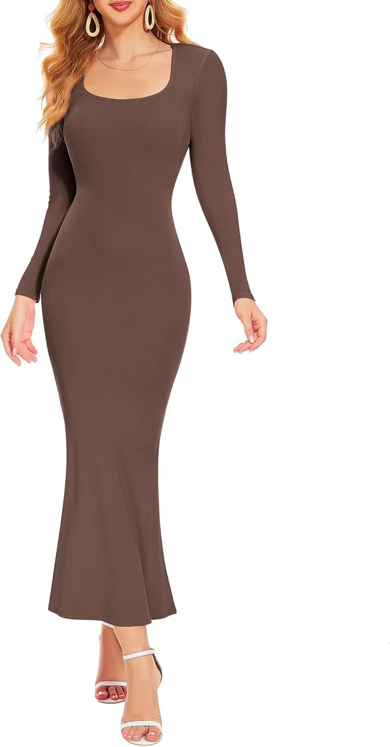 Women Bodycon Maxi Dresses Sleeveless Spaghetti Strap Long Elegant Tight Mermaid Dress