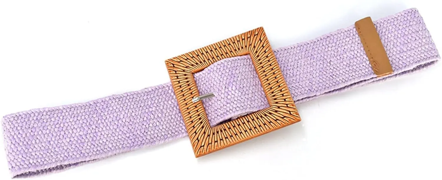 Women Elastic Woven Casual Summer Belt Stretch Belt With Wooden Buckle Ultimate Belt Referee