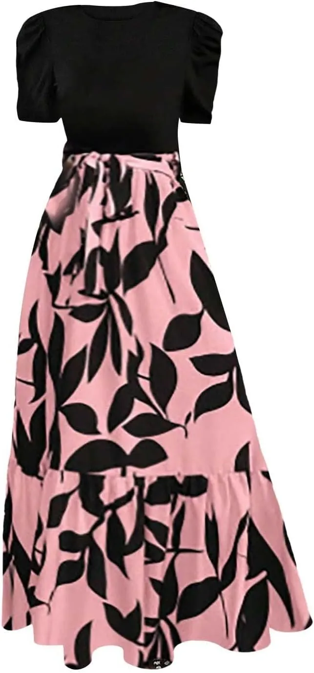Womens Fashion High Waisted Skirt Abstract Printed Trendy Evening Party Wears Office Relax Short Sleeve Casual Skirts