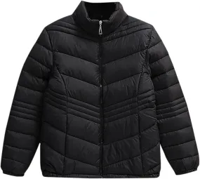 Women's Winter Casual Quilted Jackets Stand Collar Zip Up Short Down Puffer Jacket Padded Outerwear Coats with Pocket